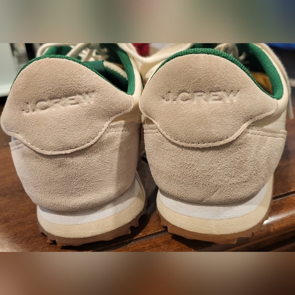 J Crew Retro Suede Leather Sneakers Trainers Green & White Size 8 - Picture 6 of 11